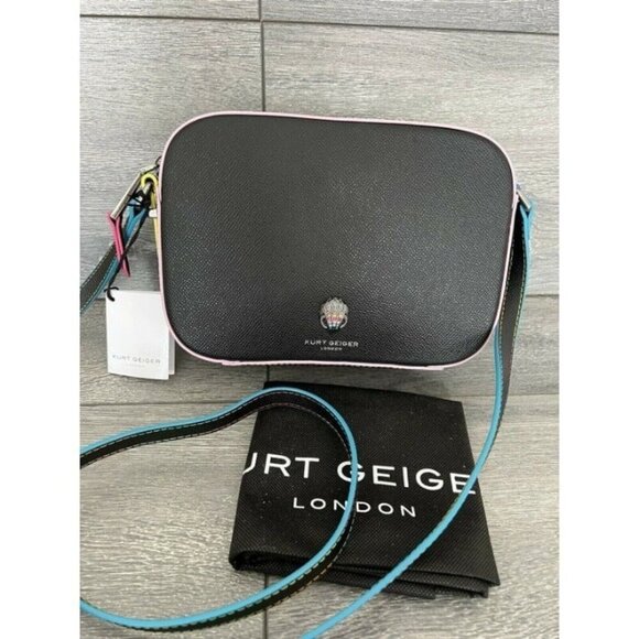 KURT GEIGER Richmond Leather Crossbody Bag In Black - Picture 1 of 8